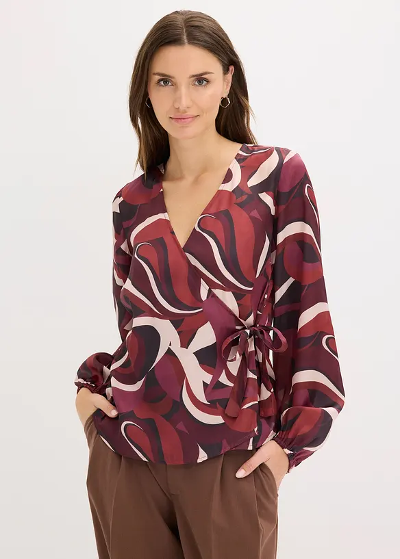 Wickelbluse aus fließendem Satin, bonprix