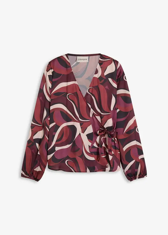 Wickelbluse aus fließendem Satin, bonprix
