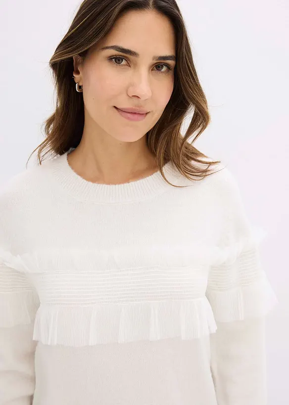Pullover mit Volants, bonprix