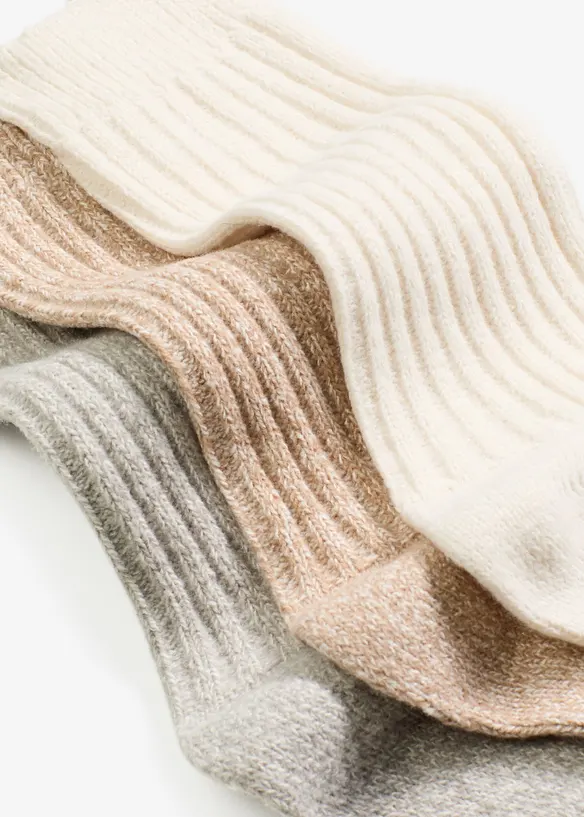 Socken mit Rippe und Flauschgarn (3er Pack), bonprix