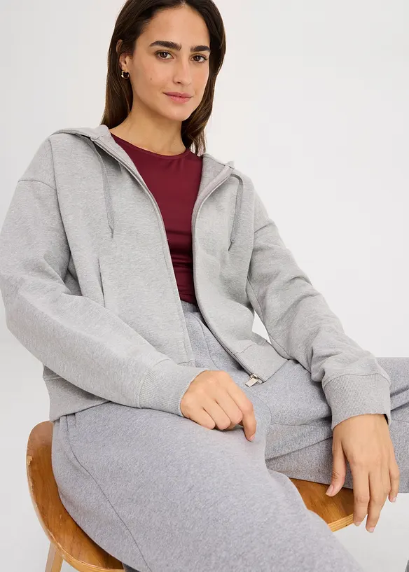 Sweat zippé en éponge douce, bonprix