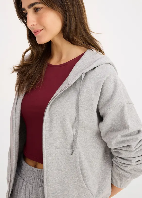 Sweat zippé en éponge douce, bonprix