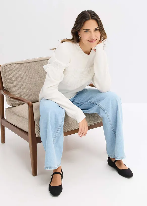 Pullover mit Volants, bonprix