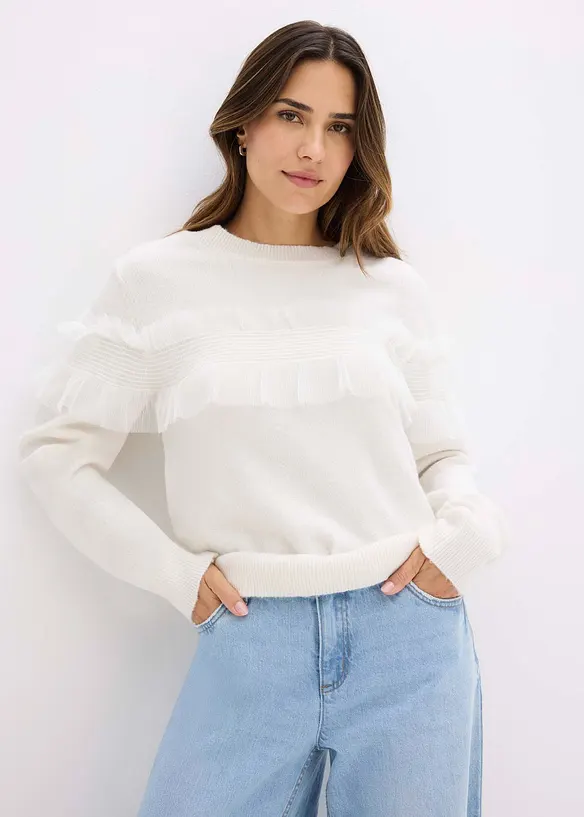 Pullover mit Volants, bonprix