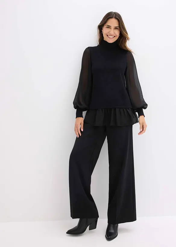 Feinstrickpullover mit Blusen-Einsatz, bonprix