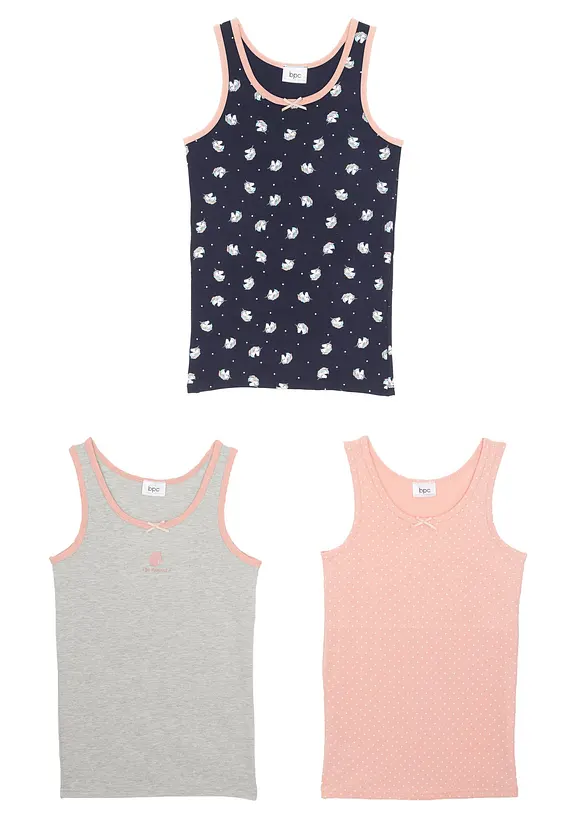 Lot de 3 débardeurs fille avec coton doux, bonprix