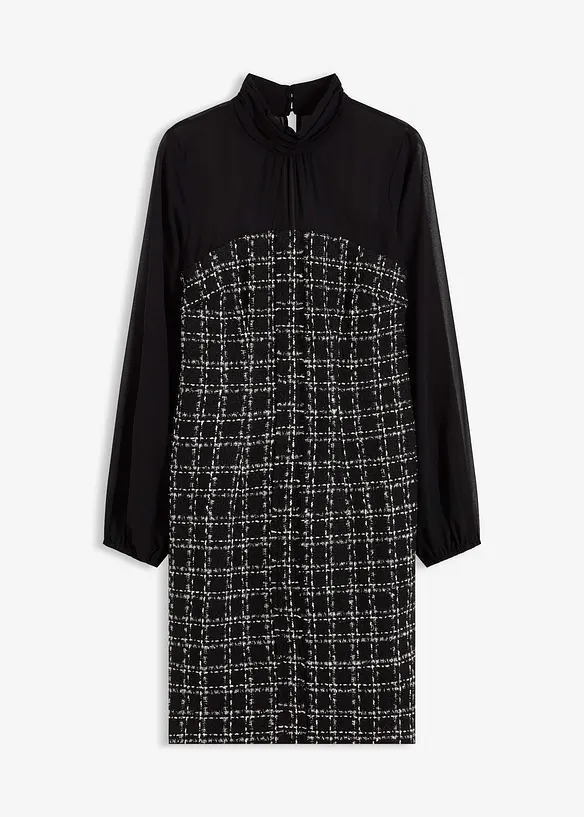 Minikleid aus Bouclé mit Chiffon Ärmeln, bonprix