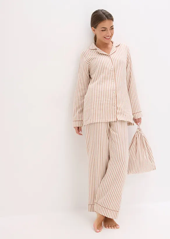 Gewebter Flanell Pyjama mit Geschenktasche, bonprix