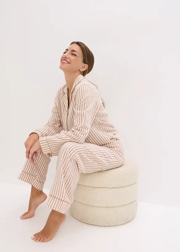 Gewebter Flanell Pyjama mit Geschenktasche, bonprix