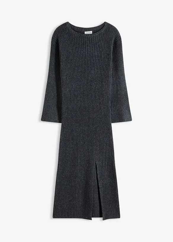 Robe pull longue avec fente, bonprix