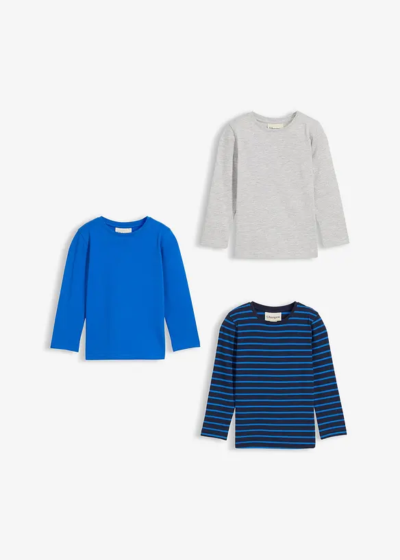 Langarmshirt mit Bio-Baumwolle (3er Pack), bonprix