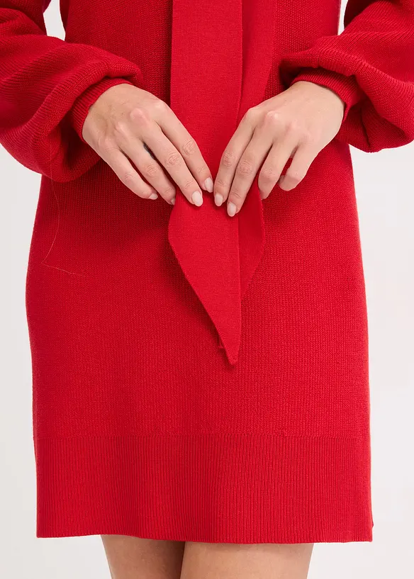 Strickkleid mit Schleife aus softem Viskose-Mix, bonprix