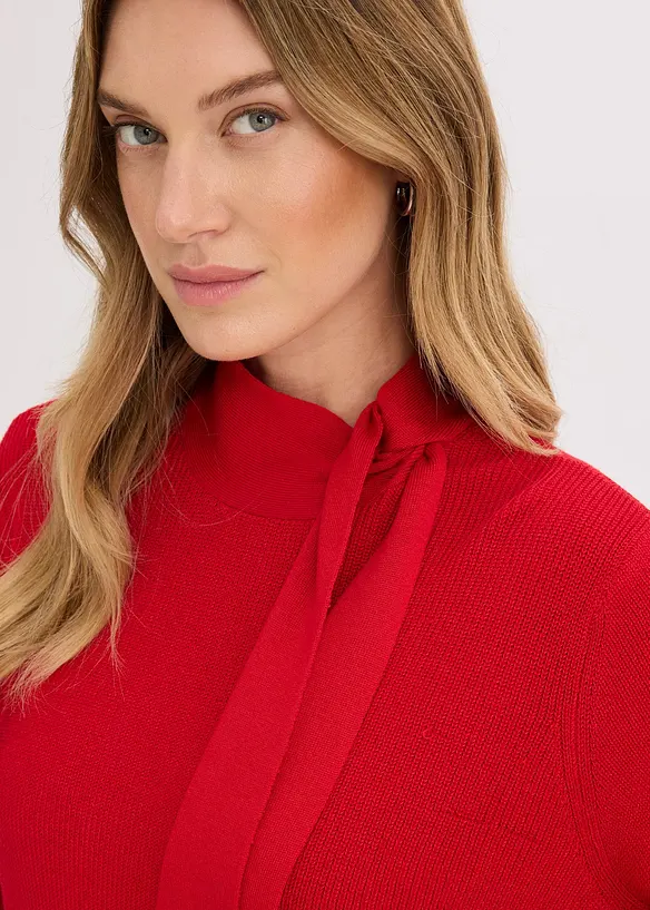 Strickkleid mit Schleife aus softem Viskose-Mix, bonprix