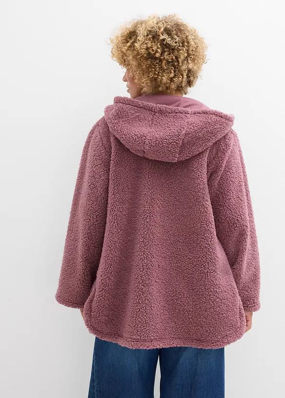 Veste en sherpa coupe trapèze avec fentes latérales, bonprix