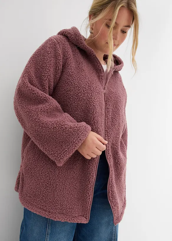Teddy-Fleece Jacke in A-Linie mit Seitenschlitzen, bonprix