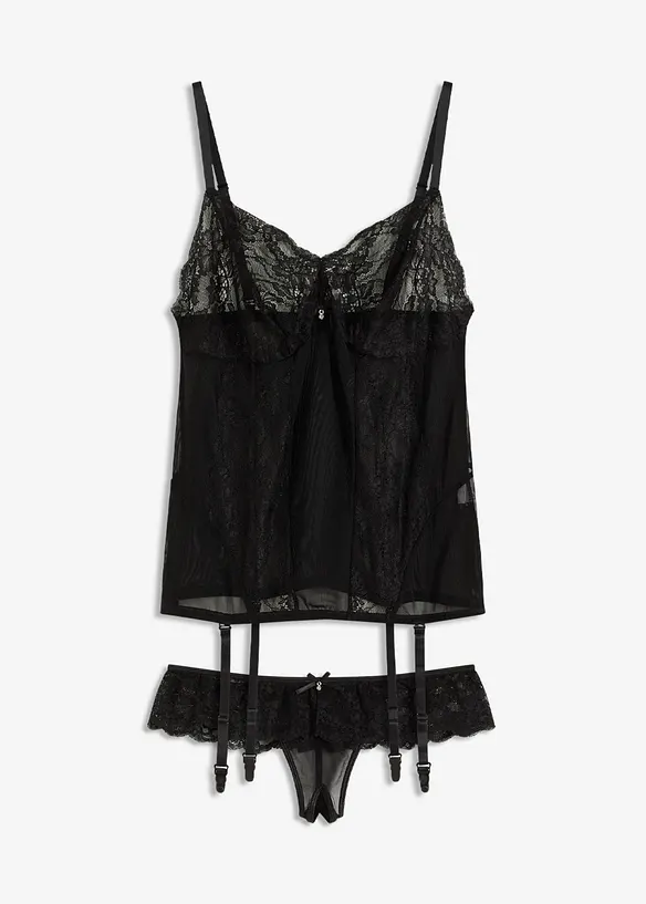 Top porte-jarretelles + string ouvert (ens. 2 pces), bonprix