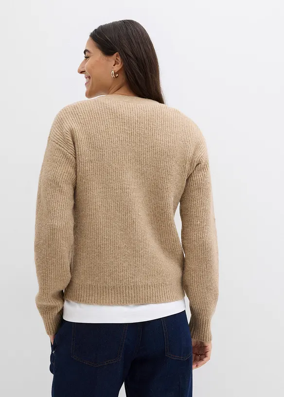 Gilet en maille côtelée, bonprix