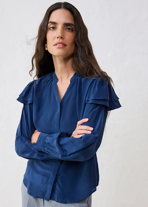 Bluse mit Seidenanteil, bonprix