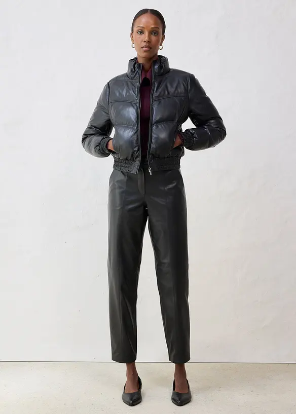 Leder-Steppjacke aus Lammnappa, bonprix