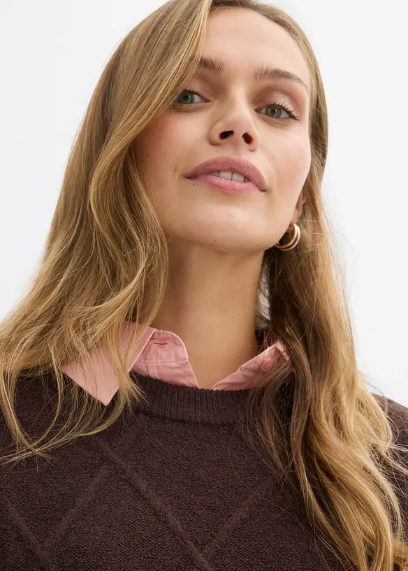 Oversize-Pullover aus Zopfstrick, bonprix