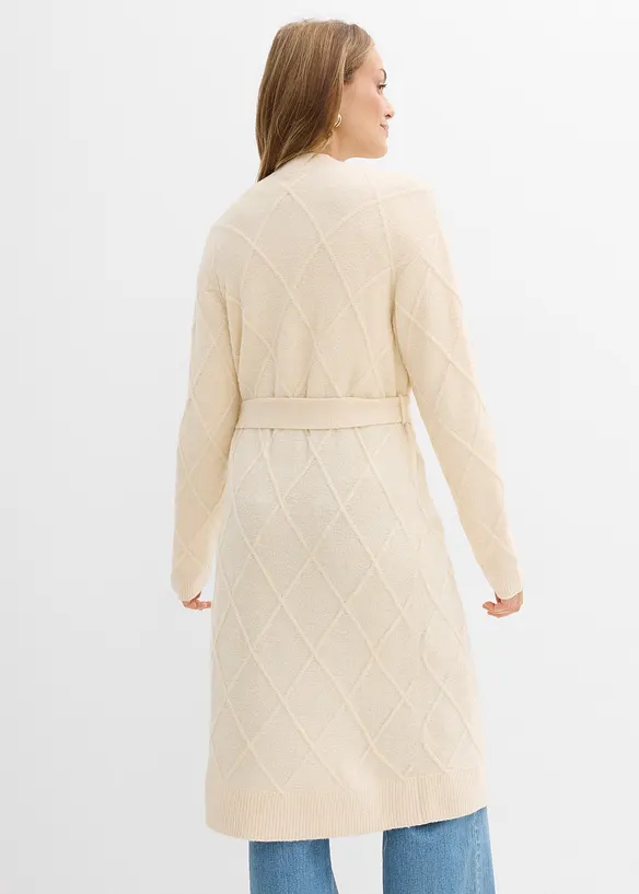 Long gilet en maille torsadée, bonprix