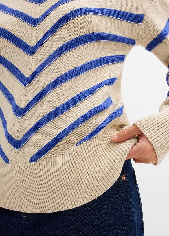 Pullover mit Strukturstreifen, bonprix