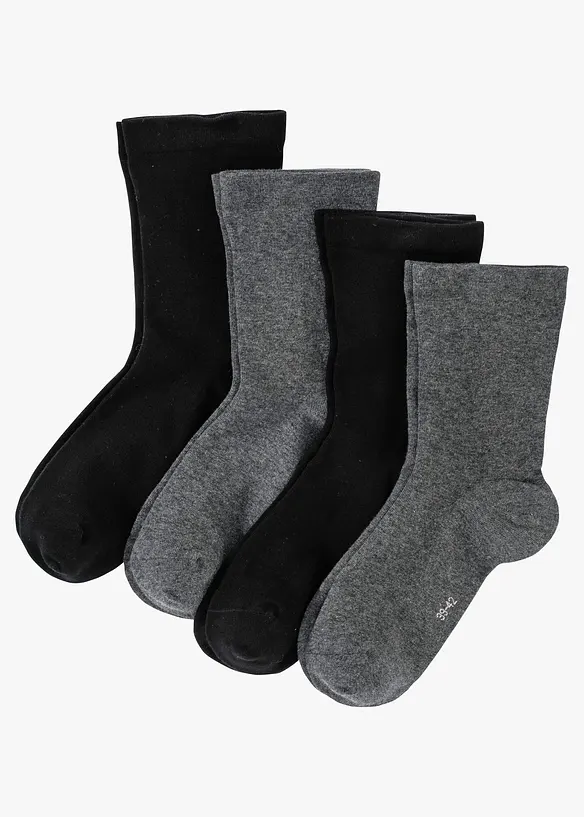 Lot de 4 paires de chaussettes sans pression avec coton, bonprix