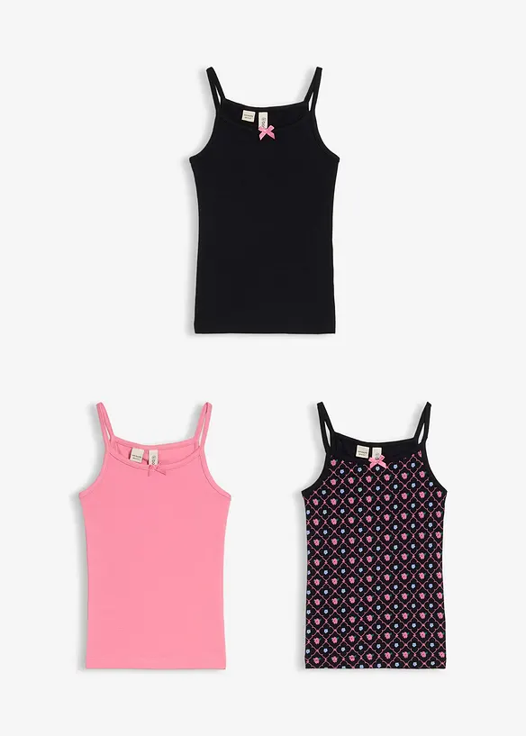Lot de 3 tops en coton extensible, bonprix