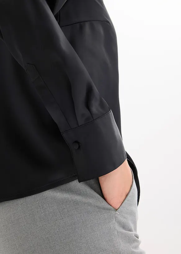 Satinbluse mit abnehmbarer Krawatte (2-tlg.), bonprix
