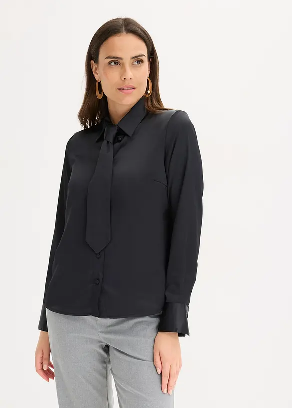 Satinbluse mit abnehmbarer Krawatte (2-tlg.), bonprix