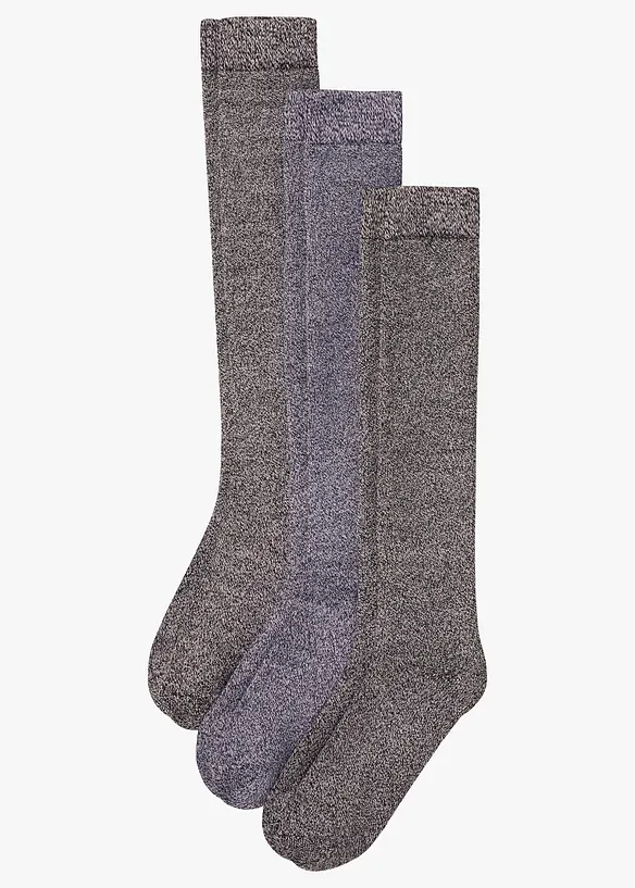 Lot de 3 paires de chaussettes hautes thermiques avec intérieur éponge doux, bonprix