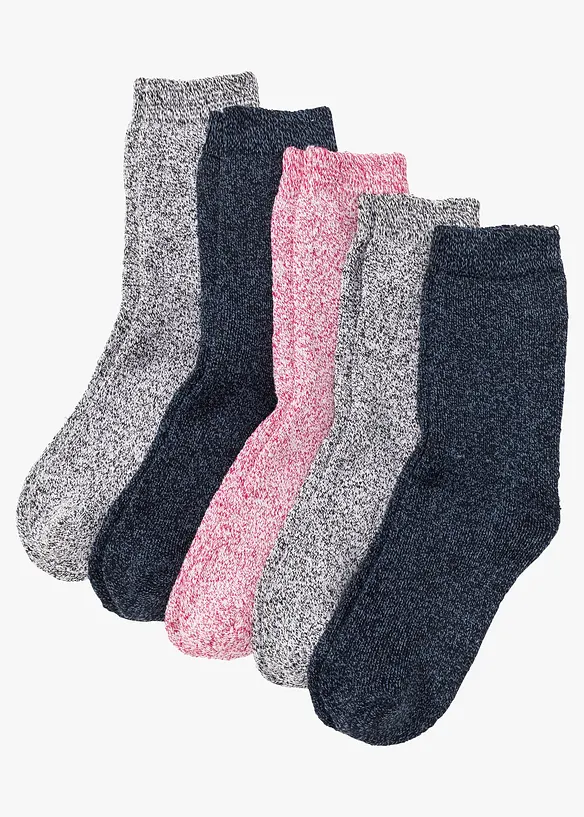 Lot de 5 paires de chaussettes thermiques en éponge, bonprix