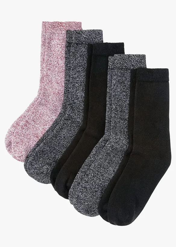Lot de 5 paires de chaussettes thermiques en éponge, bonprix