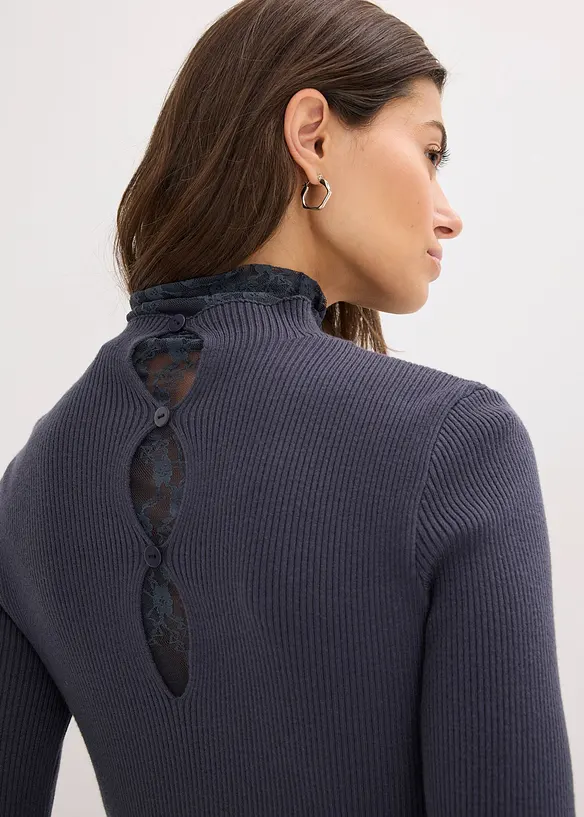 Ripp-Pullover aus fließendem Viskose-Mix, bonprix