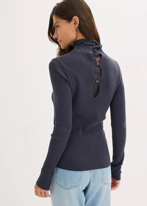 Ripp-Pullover aus fließendem Viskose-Mix, bonprix