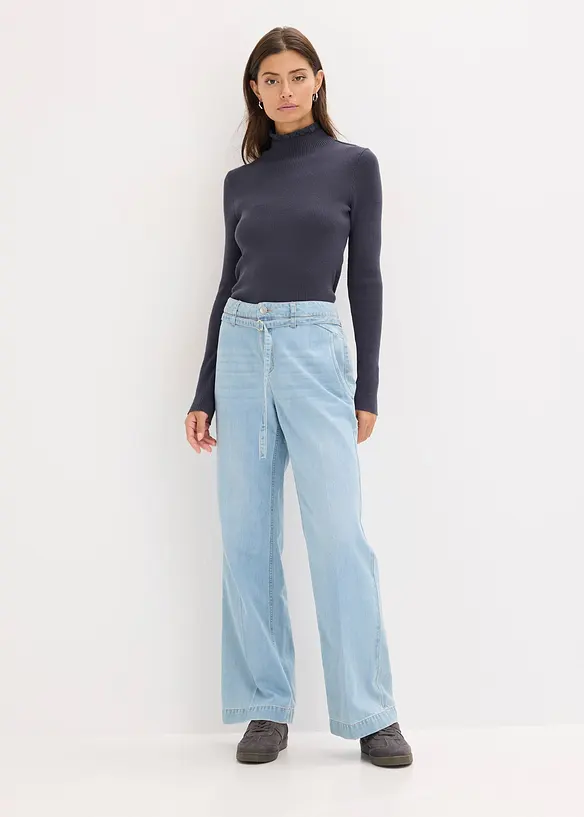 Ripp-Pullover aus fließendem Viskose-Mix, bonprix