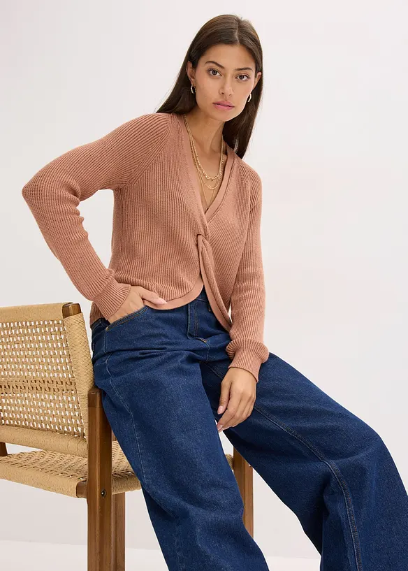 Ripp-Pullover aus fließendem Viskose-Mix, bonprix