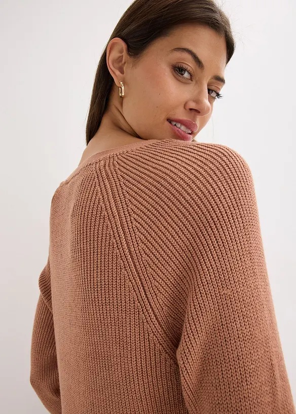 Ripp-Pullover aus fließendem Viskose-Mix, bonprix