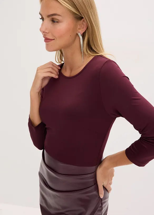 Lederimitat-Kleid mit Jersey-Oberteil, bonprix