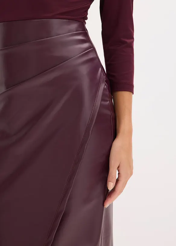 Lederimitat-Kleid mit Jersey-Oberteil, bonprix