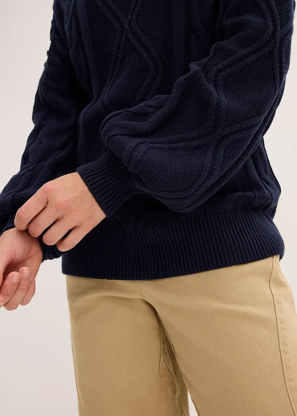 Pull oversize à motif torsadé, bonprix