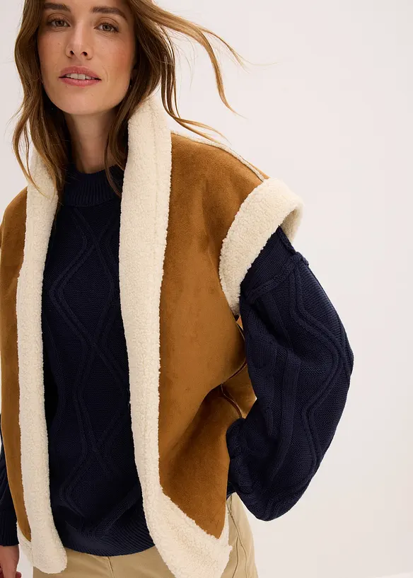 Pull oversize à motif torsadé, bonprix