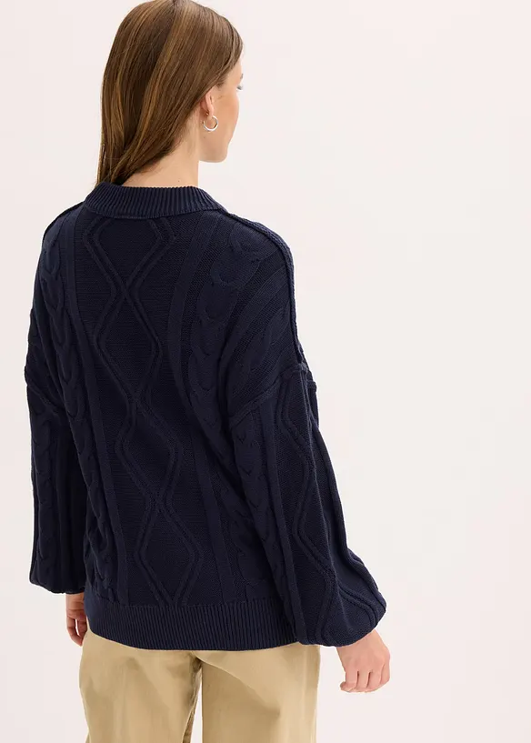 Pull oversize à motif torsadé, bonprix
