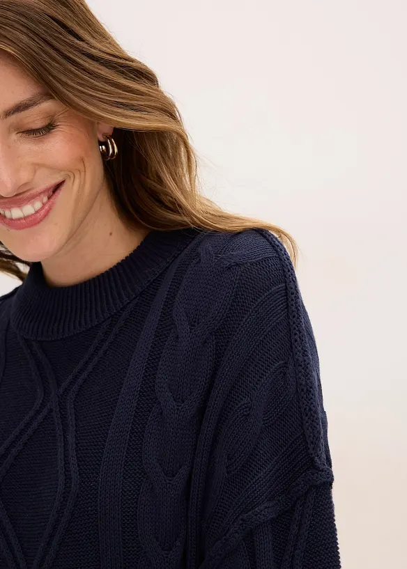 Pull oversize à motif torsadé, bonprix