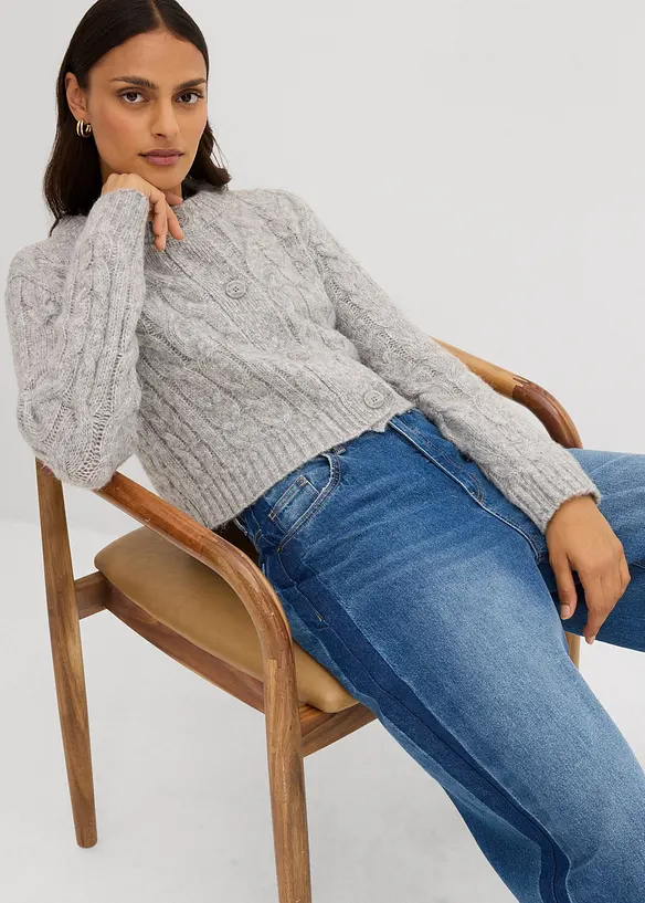 Grobstrickjacke aus weichem Woll-Mix, bonprix