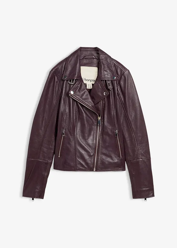 Veste biker en cuir nappa d’agneau, bonprix
