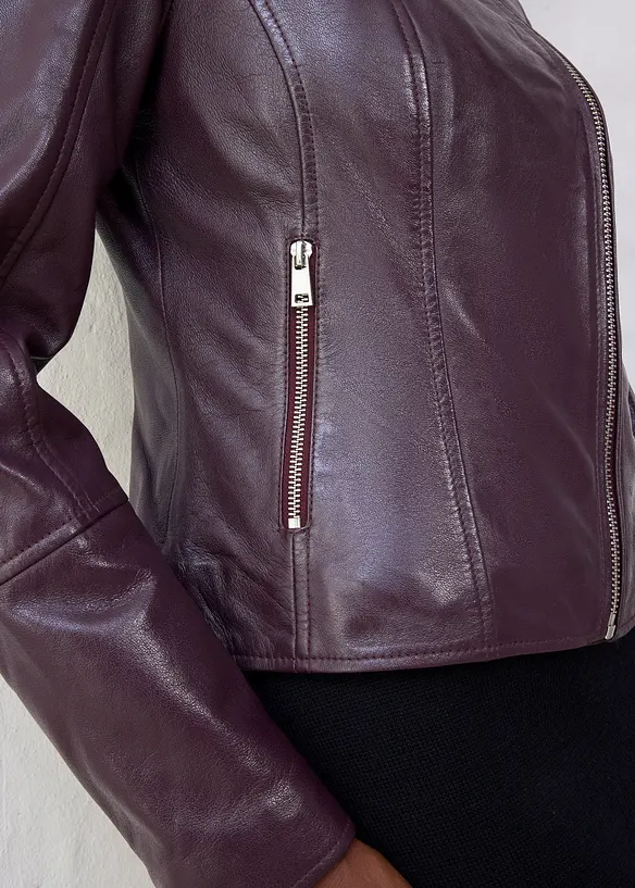 Veste biker en cuir nappa d’agneau, bonprix