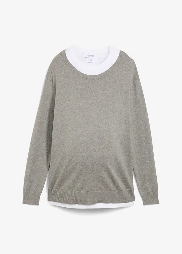 Pull de grossesse 3-en-1 en maille de coton avec top d’allaitement, bonprix