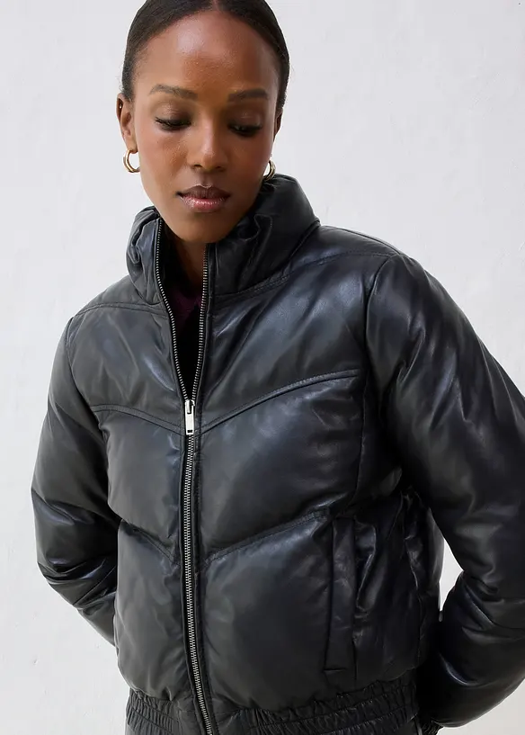 Leder-Steppjacke aus Lammnappa, bonprix
