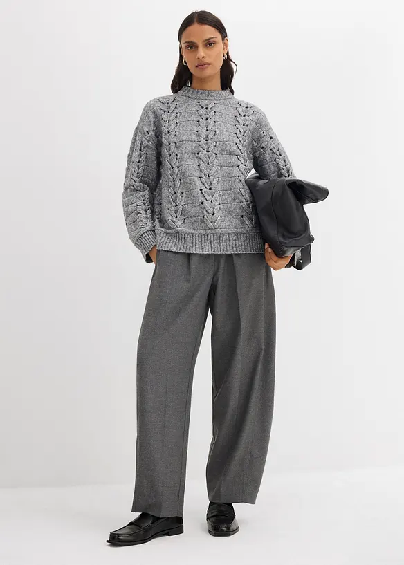 Grobstrick-Pullover mit Zopfmuster, bonprix